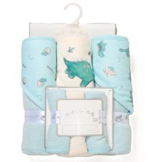 G10949: Baby Dinosaur 6 Piece Hooded Towels & Washcloths Bath Time Set